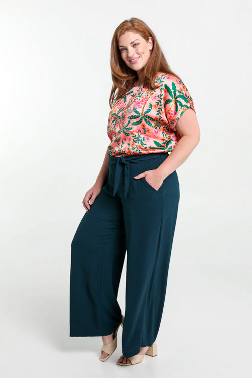 Locker geschnittene, unifarbene Hose mit geknöpftem Gürtel-Paprika-7