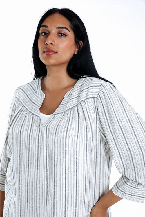 Bluse aus gestreiftem Viskose-Leinen-Paprika-3