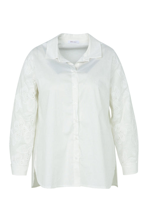 Chemise en coton avec manches brodées-Paprika-10