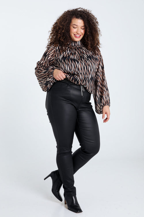 Beschichtete Slim-Fit-Jeggings mit feinem Gürtel-Paprika-9