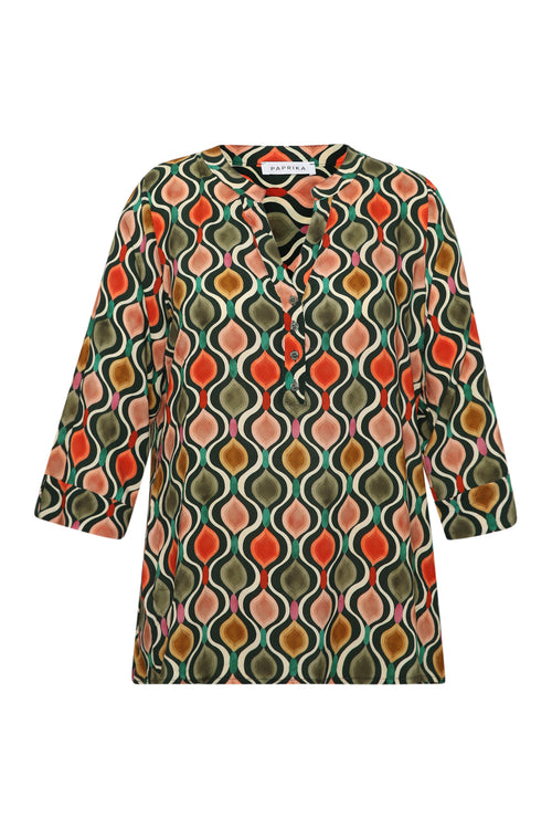 Bluse aus Viskose mit grafischem Print-Paprika-1