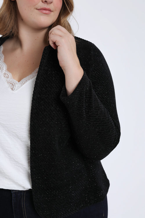 Veste jacquard bicolore avec lurex-Paprika-4