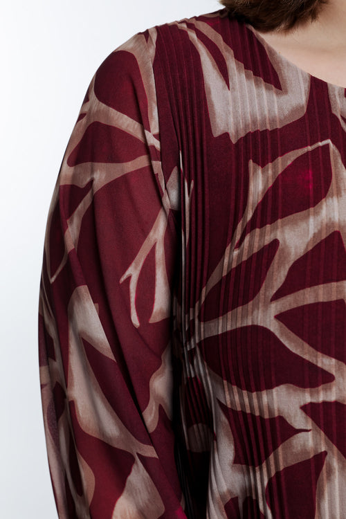 Blouse plissée imprimé graphique-Paprika-4