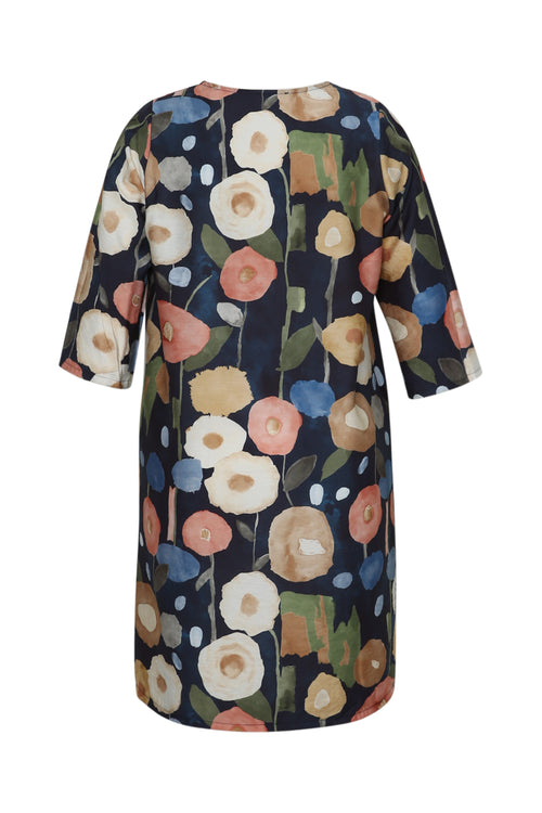 Kurzes Kleid aus Viskose mit rundem Blumenmuster-Paprika-9