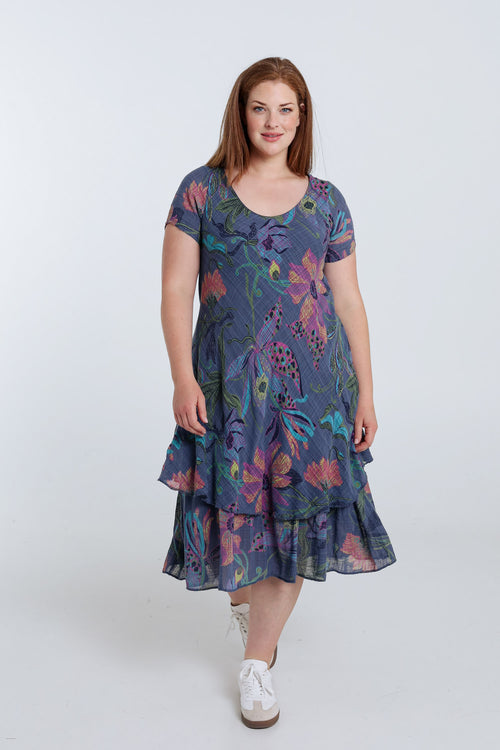 Kleid aus Baumwoll-Gaze mit Blumenmuster-Paprika-9