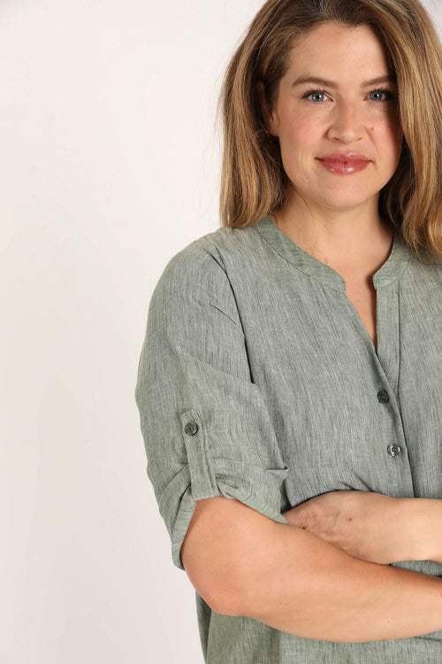 Uni melierte Bluse-Paprika-1