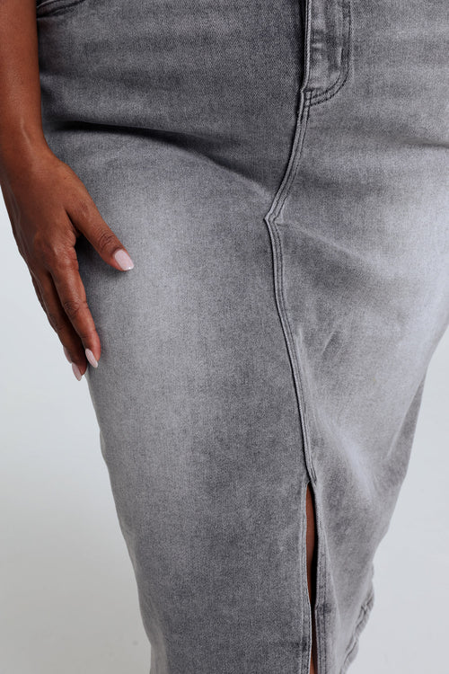 Halblanger, unifarbener Rock mit Schlitz vorne und 5 Taschen-Paprika-5