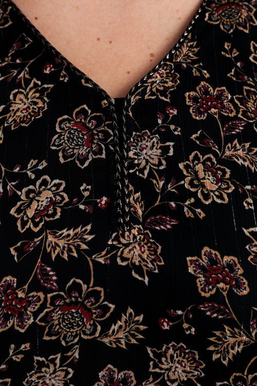 Bluse mit indischem Blumenmuster-Paprika-4