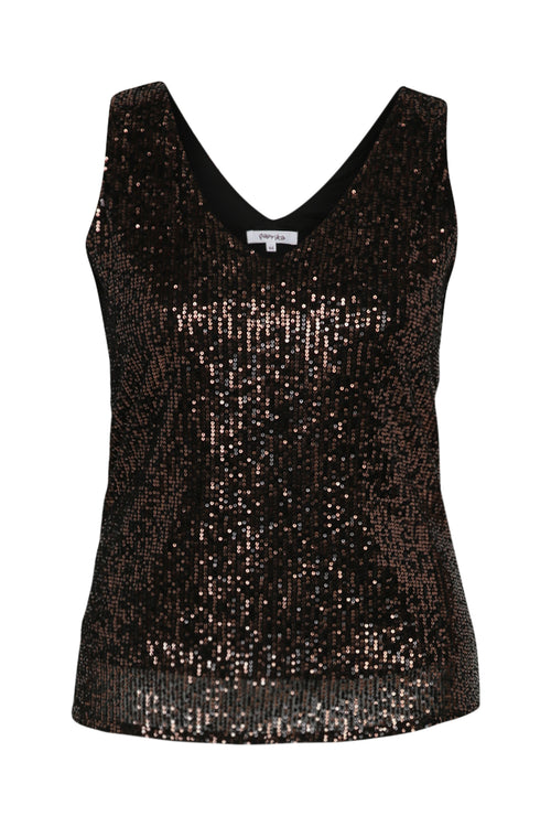 Unifarbenes, gerade geschnittenes Top mit Pailletten-Paprika-10