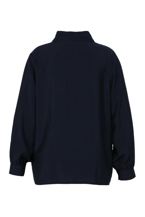 Einfarbige Bluse mit Schluppe-Paprika-11