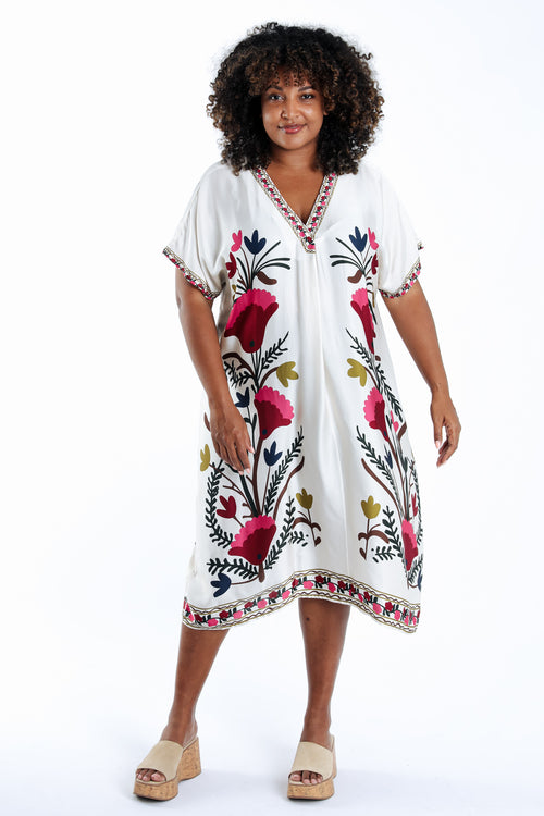 Kleid aus bedrucktem Viskosestoff im Folklore-Stil-Paprika-8