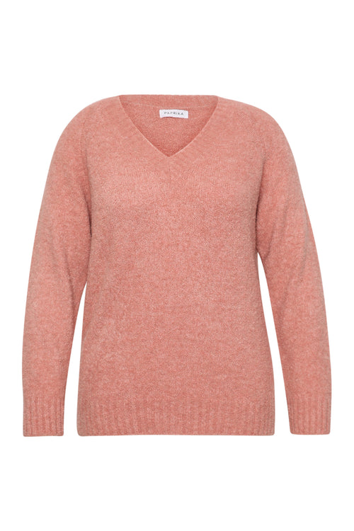 Uni Bouclé-Strickpullover-Paprika-1