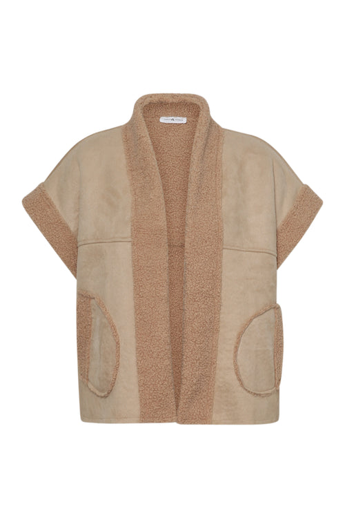Gilet effet peau de mouton uni-Paprika-8