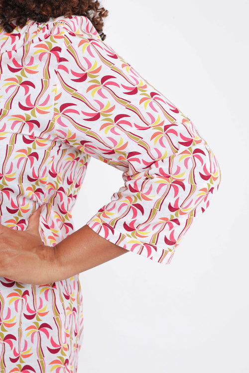 Baumwoll- und Viskosehemd mit Palmenprint-Paprika-4