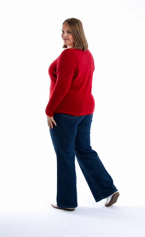 Pullover mit einfarbiger Alpakawolle-Paprika-2