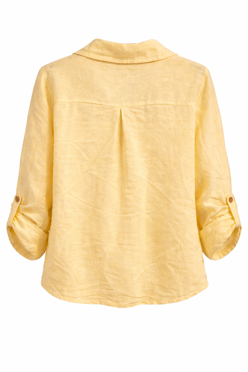 Chemisier en lin uni-Paprika-1