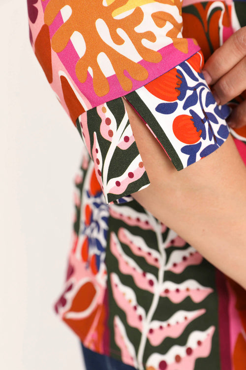 Bluse aus bedrucktem, floralen Viskose-Patchwork-Paprika-6