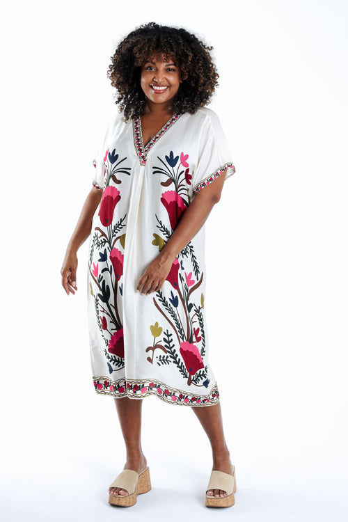 Kleid aus bedrucktem Viskosestoff im Folklore-Stil-Paprika-9