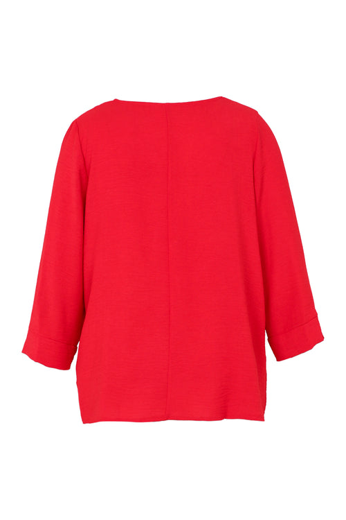 Locker geschnittene, unifarbene Bluse-Paprika-11