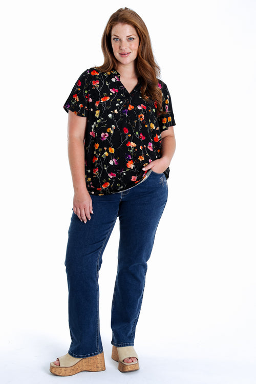 Bluse aus Viskose mit Blumenmuster-Paprika-9