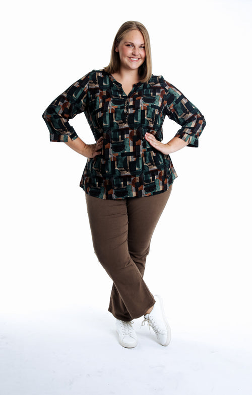 Bluse aus bedrucktem Viskosestoff mit grafischem Muster-Paprika-5