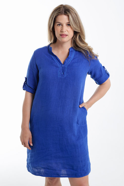 Leinen-Tunika-Kleid uni-Paprika-2