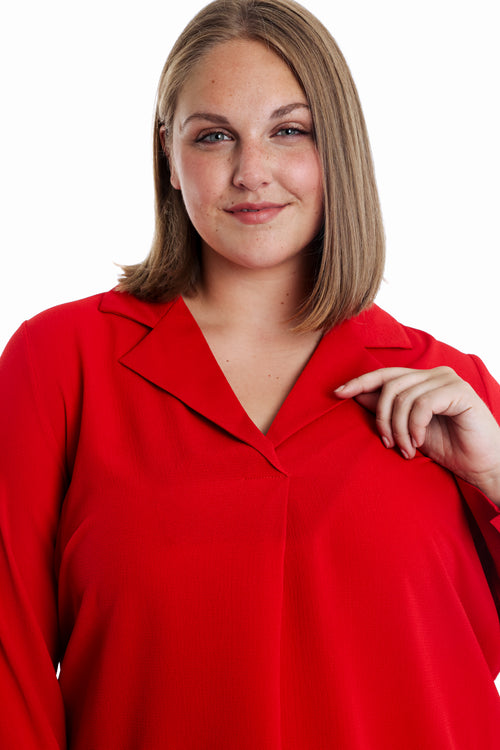 Blouse col revers unie-Paprika-3
