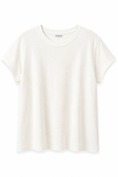 T-shirt en coton uni-Paprika-1