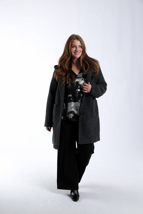 Einfarbiger Wollmantel mit Kapuze-Paprika-9