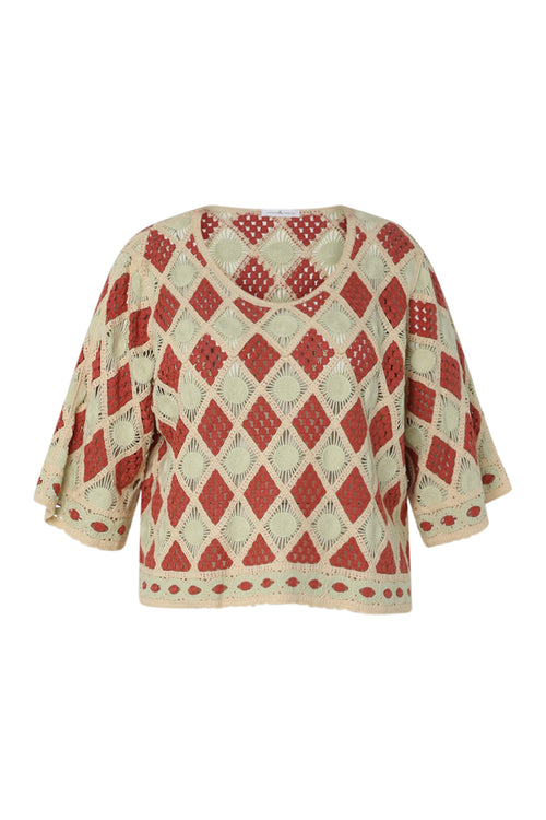 Gehäkelter Pullover mit grafischem Muster-Paprika-2