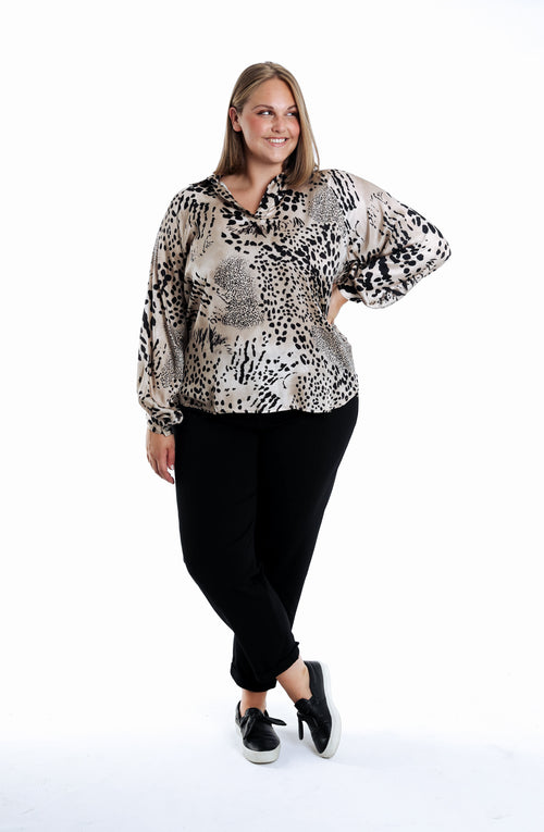 Bedruckte Viskosebluse mit Animalprint-Paprika-5
