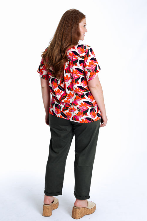 Bluse aus Viskose mit Blumenmuster-Paprika-2