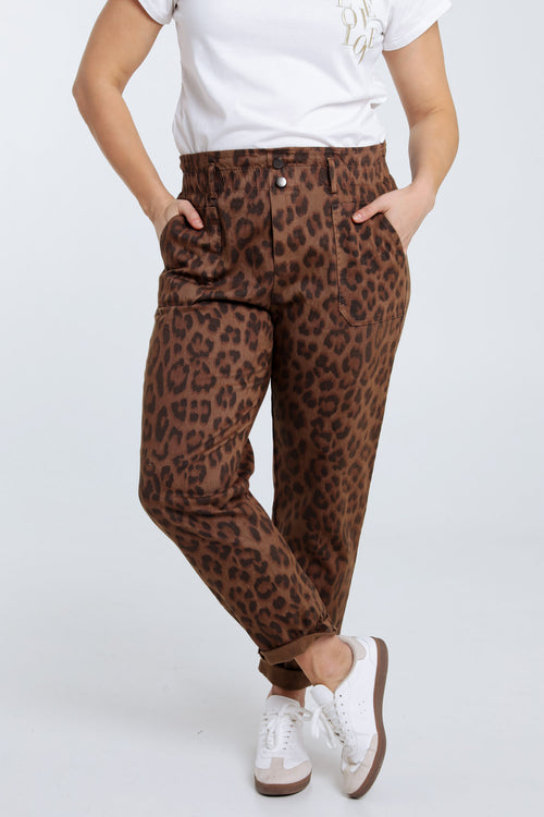 Baumwollhose mit Tiermuster-Paprika-2