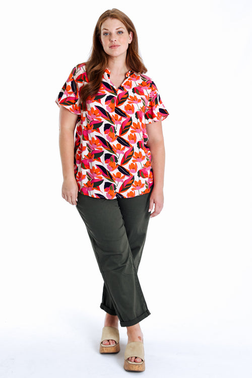 Bluse aus Viskose mit Blumenmuster-Paprika-7