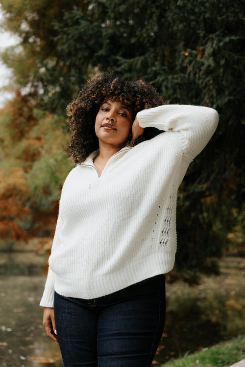 Uni Pullover mit Reißverschluss am Kragen-Paprika-1