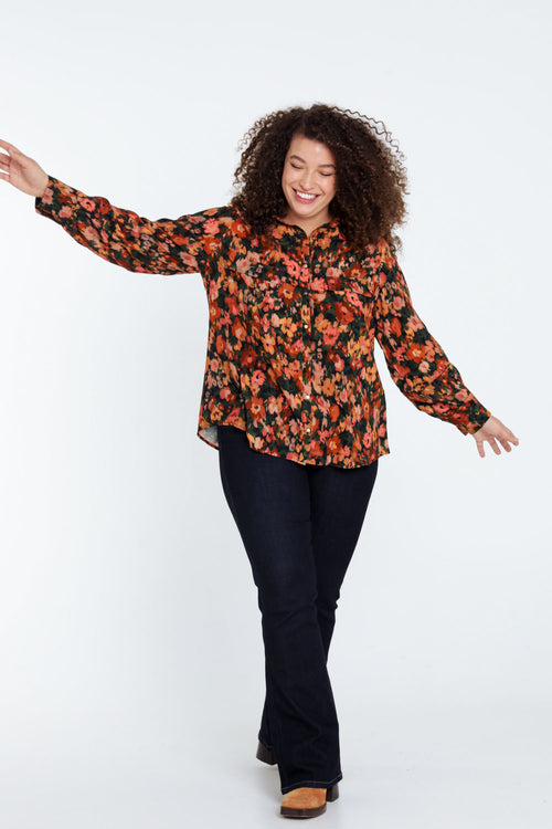 Hemd aus Viskose mit zartem Blumenmuster-Paprika-10