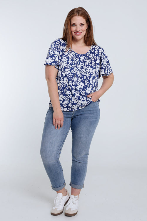 Blumenbedrucktes T-Shirt-Paprika-8