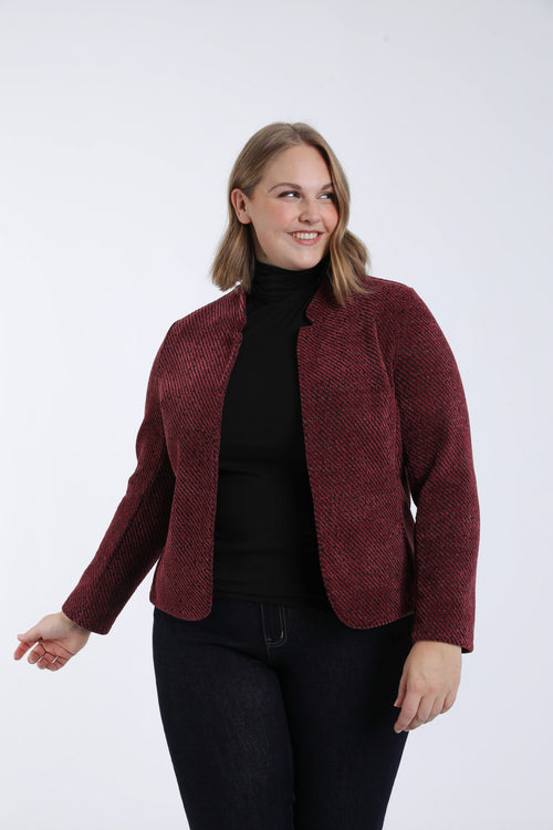 Veste jacquard bicolore avec lurex-Paprika-3