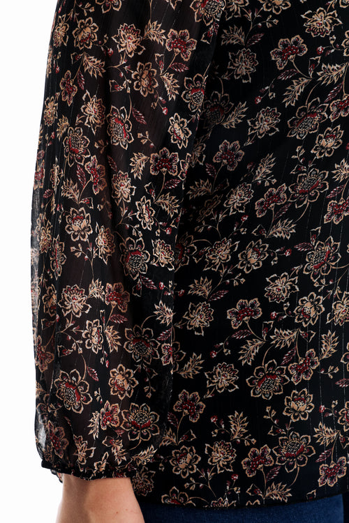 Bluse mit indischem Blumenmuster-Paprika-5