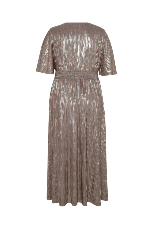 Einfarbiges plissiertes Kleid-Paprika-3