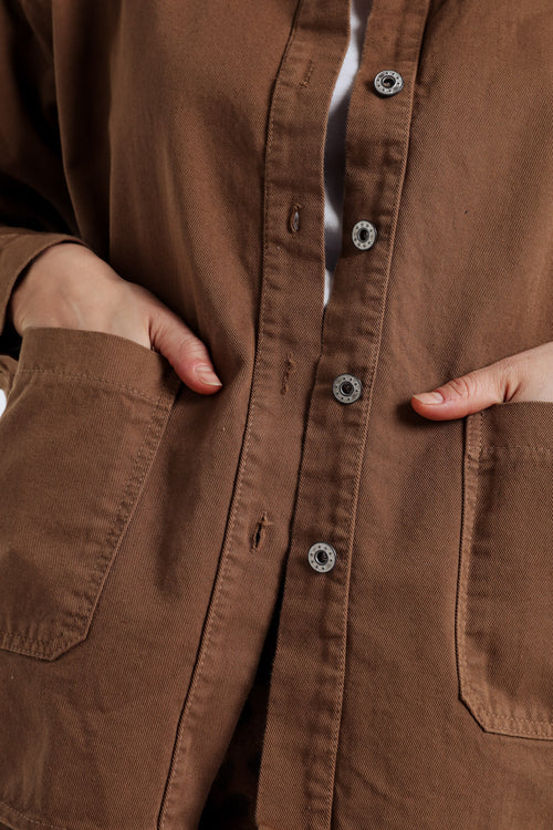 Einfarbige Jeansjacke-Paprika-5