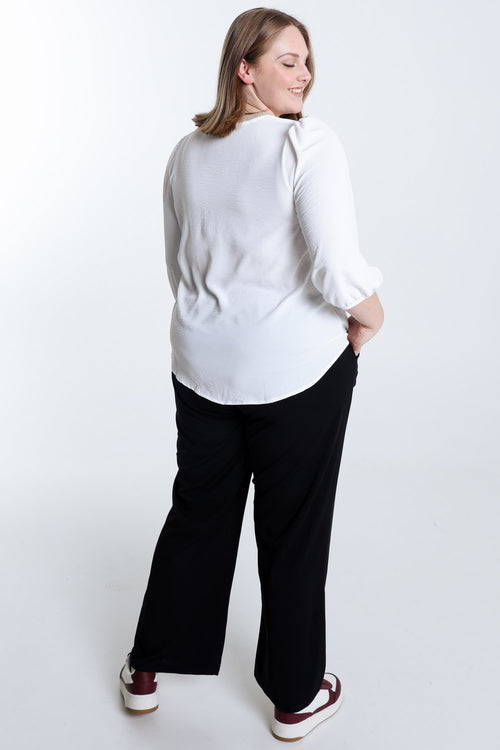 Einfarbige Bluse mit goldener Borte-Paprika-2