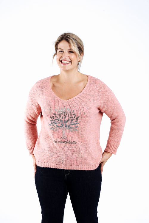 Pull imprimé arbre de vie-Paprika-1