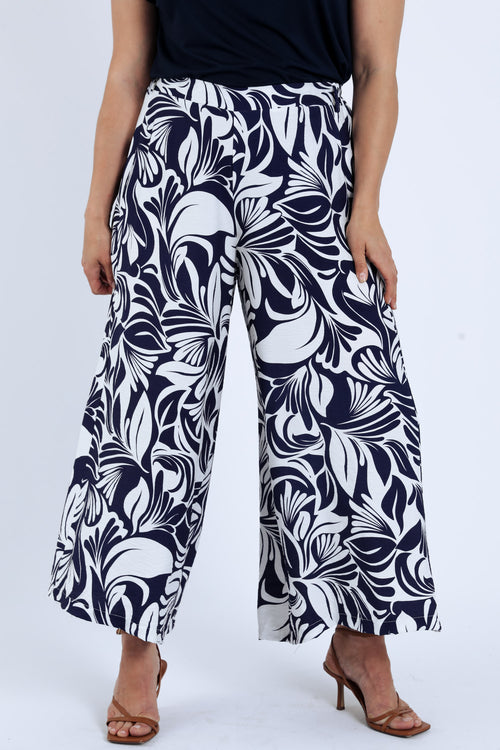 Pantalon large 7/8 en viscose imprimé floral bicolore-Paprika-1