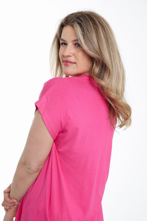 Unifarbenes Viskose-T-Shirt-Paprika-5