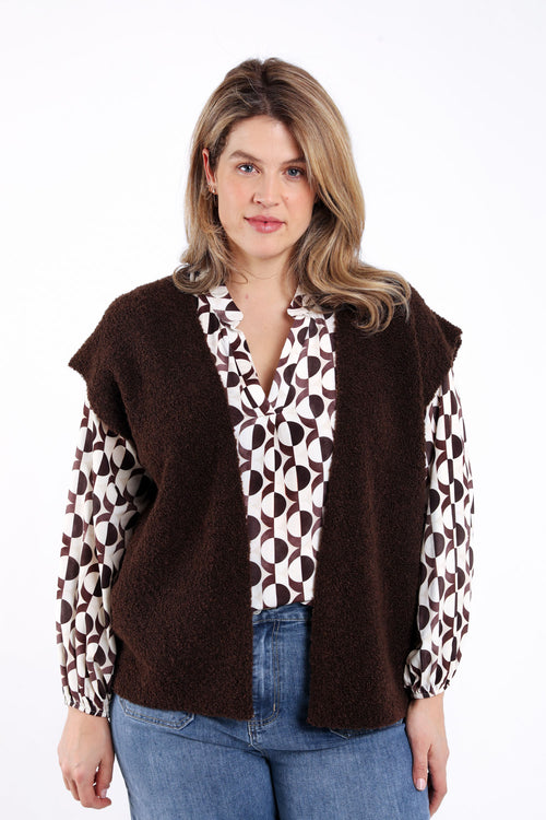 Ärmellose Strickweste aus einfarbigem Bouclé-Strick-Paprika-1