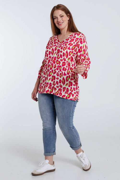 Tierhaut-Muster Viskosebluse-Paprika-7