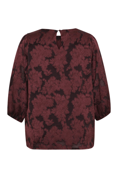 Blouse effet dentelle dessin floral-Paprika-8