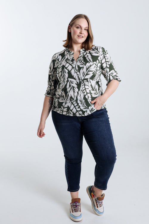  T-Shirt mit Blätter-Print-Paprika-9