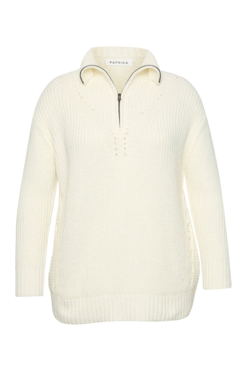 Uni Pullover mit Reißverschluss am Kragen-Paprika-2